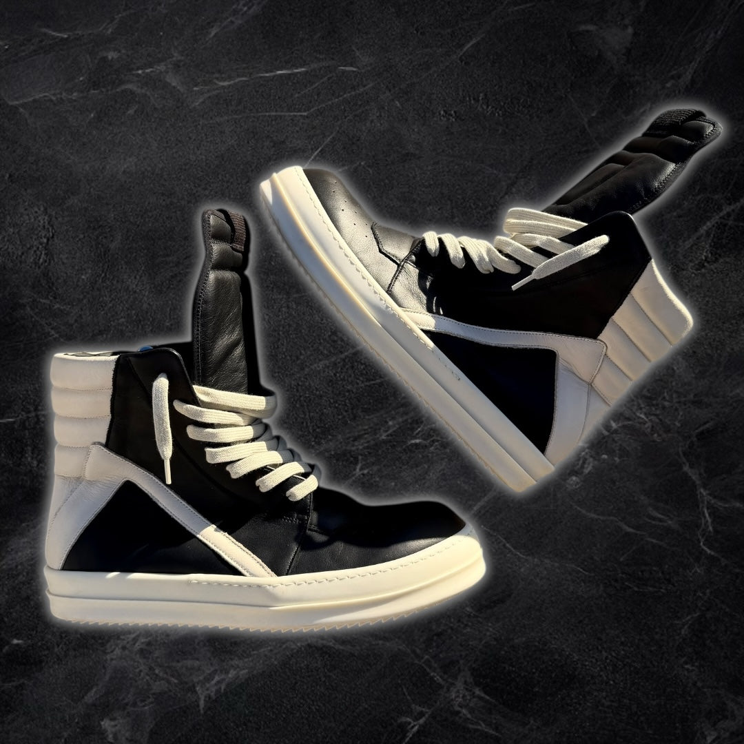 2025 Rick Owens Geo-Baskets (black/milk)