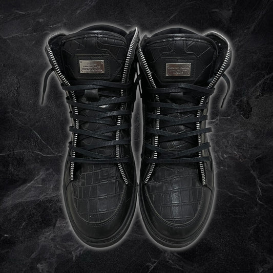 Phillip Plein Leather Zipper High Tops (Black)