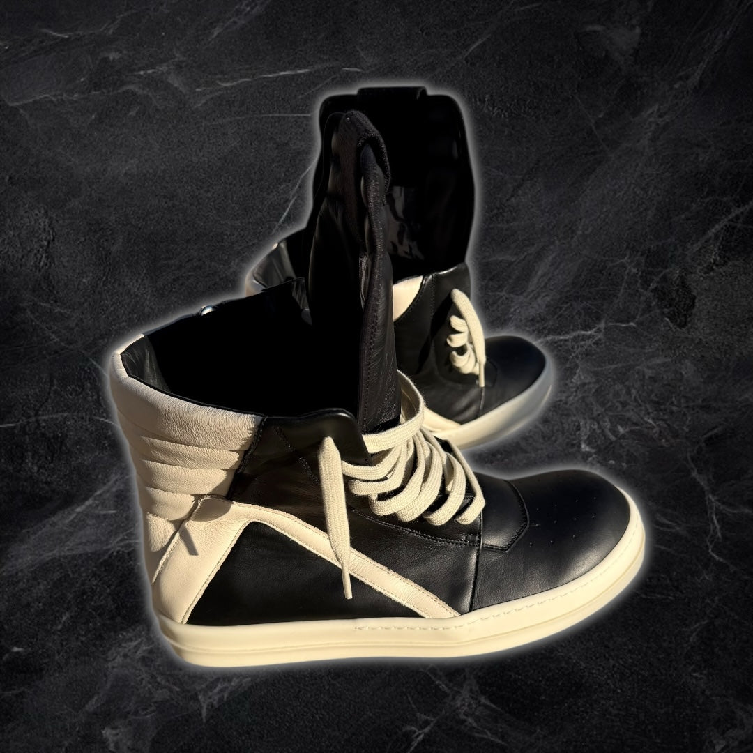 2025 Rick Owens Geo-Baskets (black/milk)