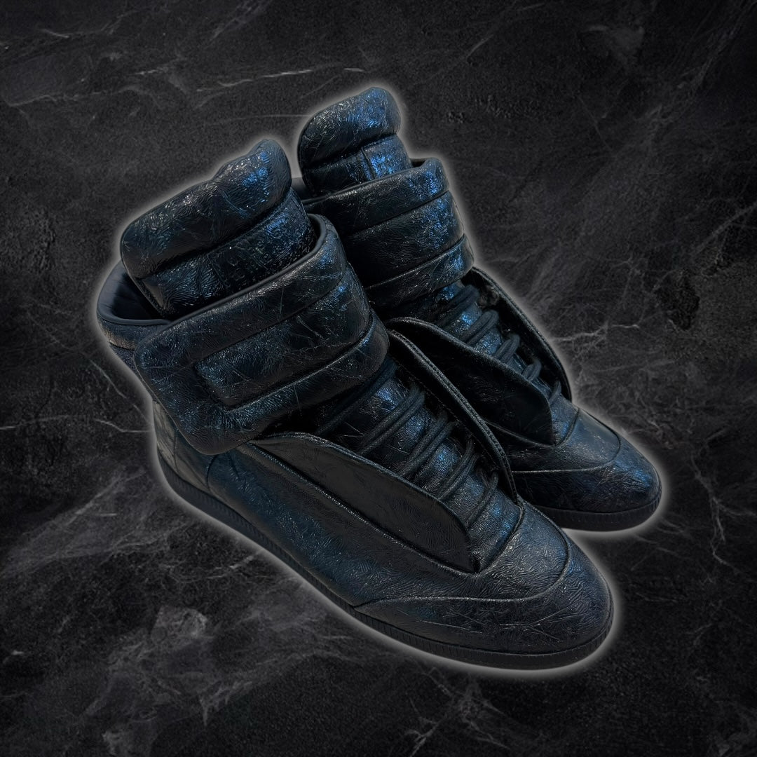 2016 Maison Margiela Future “blistered leather” high top sneakers (black)