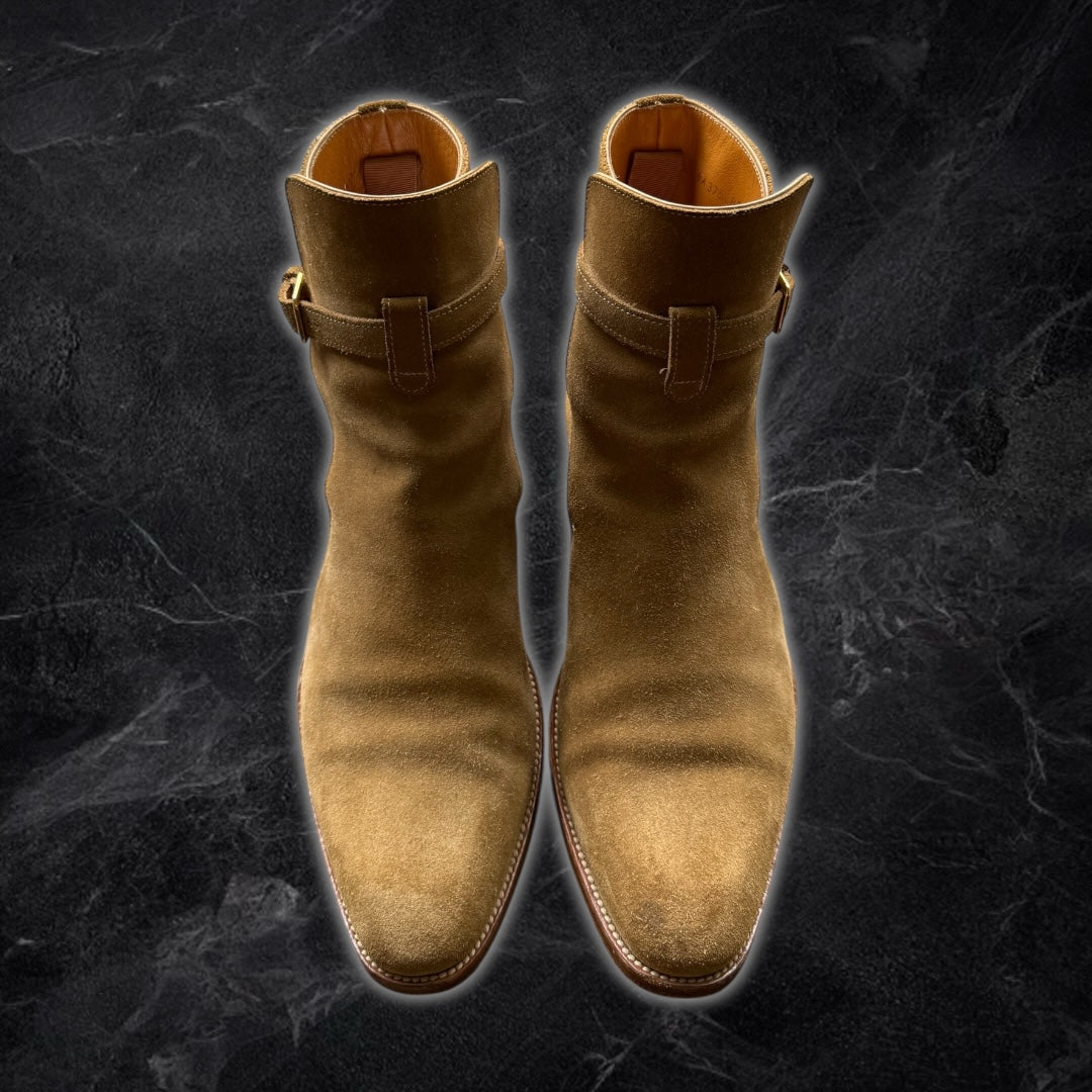 Yves Saint Laurent “Wyatt” boots (camel suede)