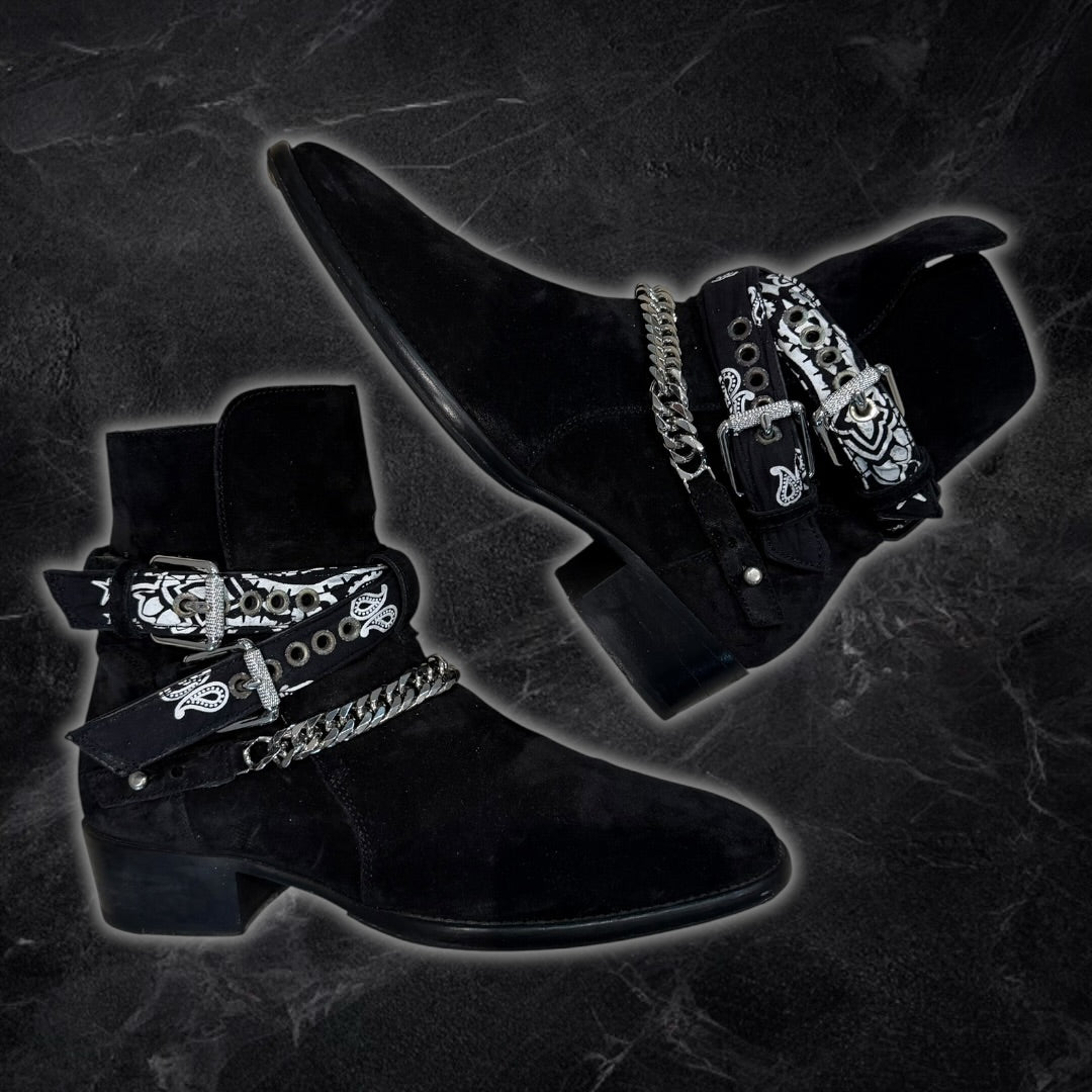 2017 Amiri bandana buckle boots (black)
