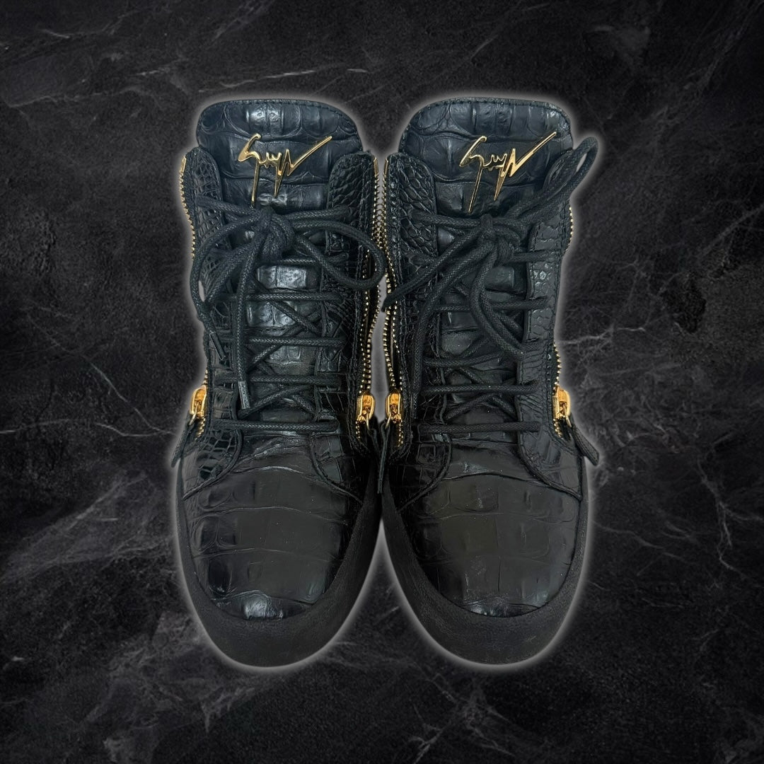Giuseppe Zanotti “Croc Leather” high top sneakers (black)