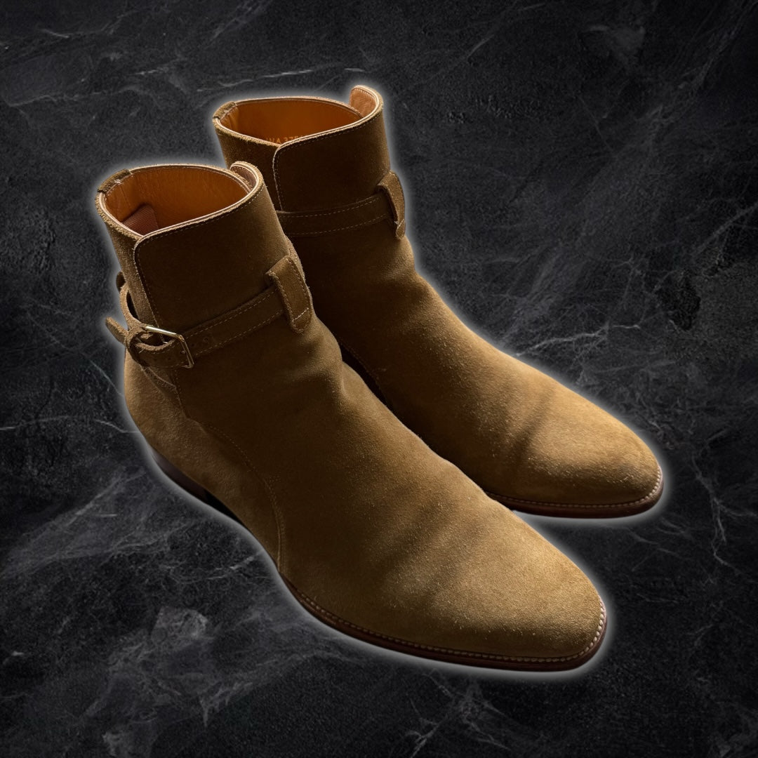 Yves Saint Laurent “Wyatt” boots (camel suede)