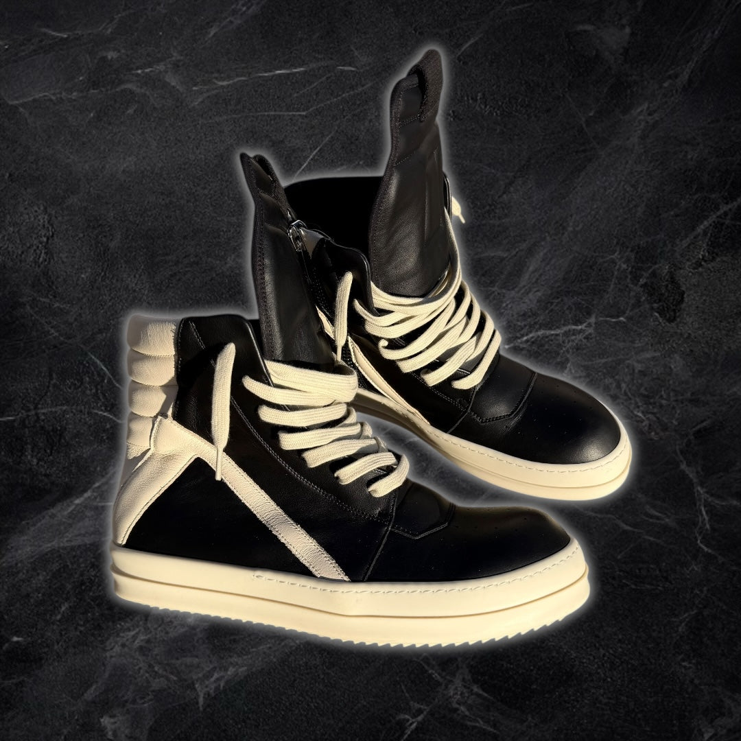 2025 Rick Owens Geo-Baskets (black/milk)