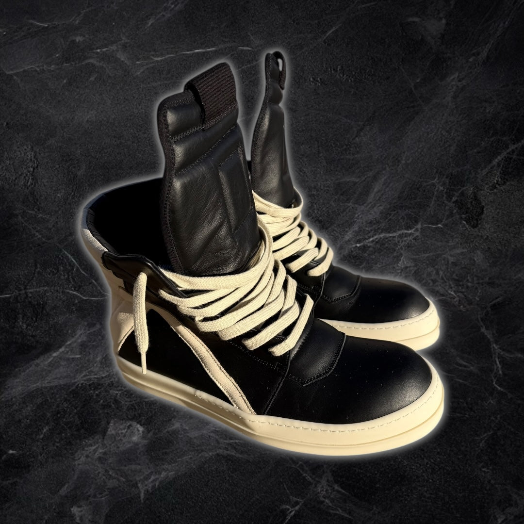 2025 Rick Owens Geo-Baskets (black/milk)