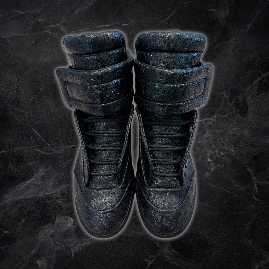 2016 Maison Margiela Future “blistered leather” high top sneakers (black)