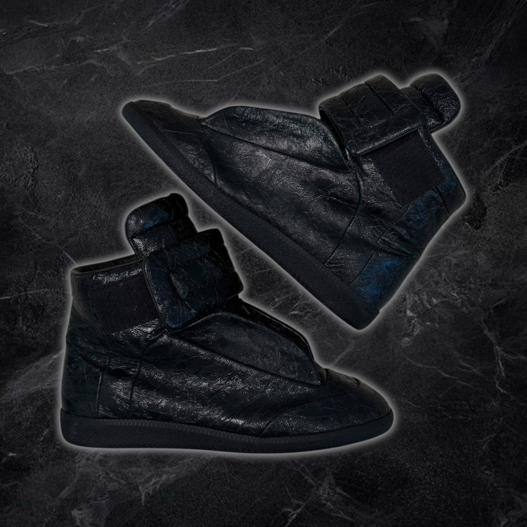 2016 Maison Margiela Future “blistered leather” high top sneakers (black)