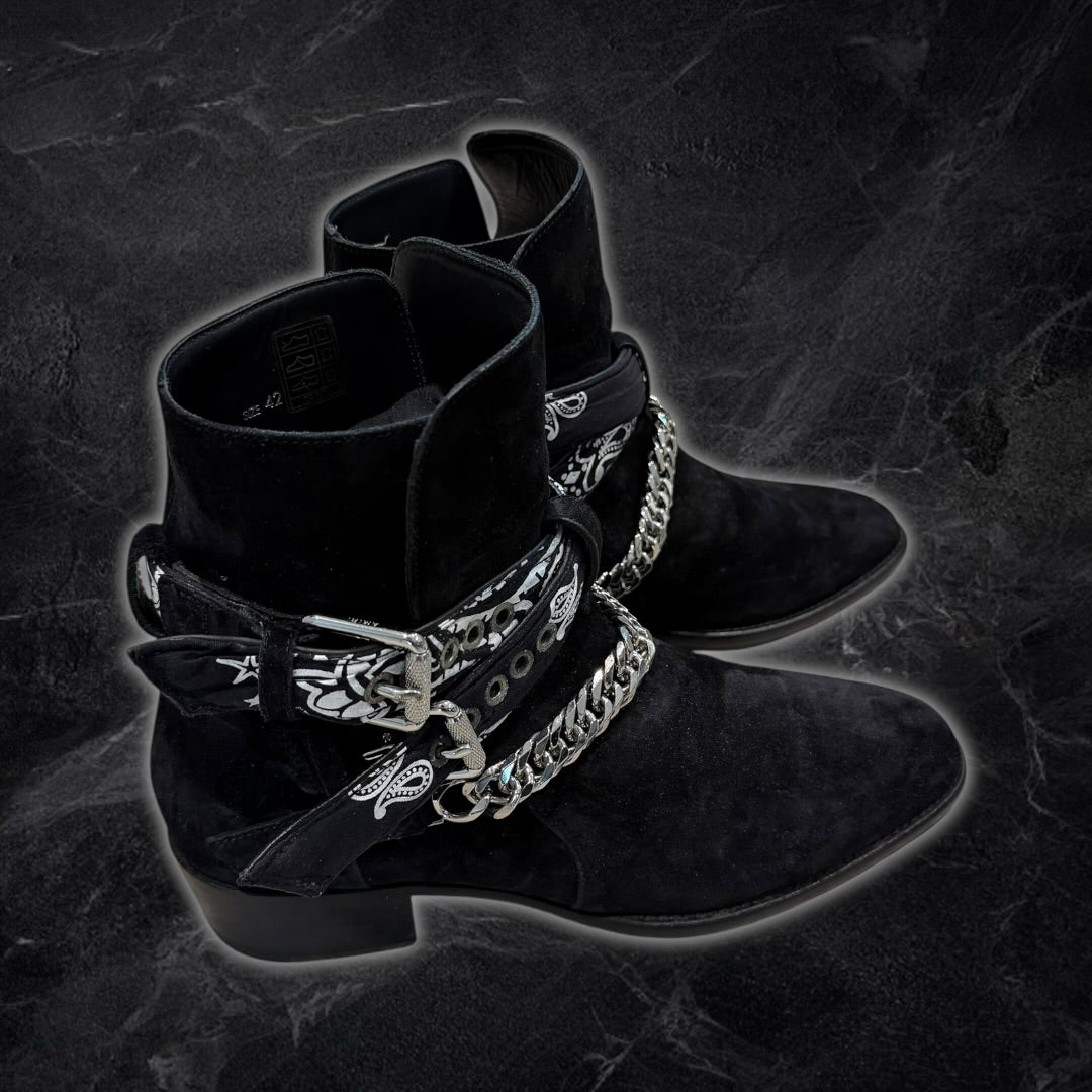 2017 Amiri bandana buckle boots (black)