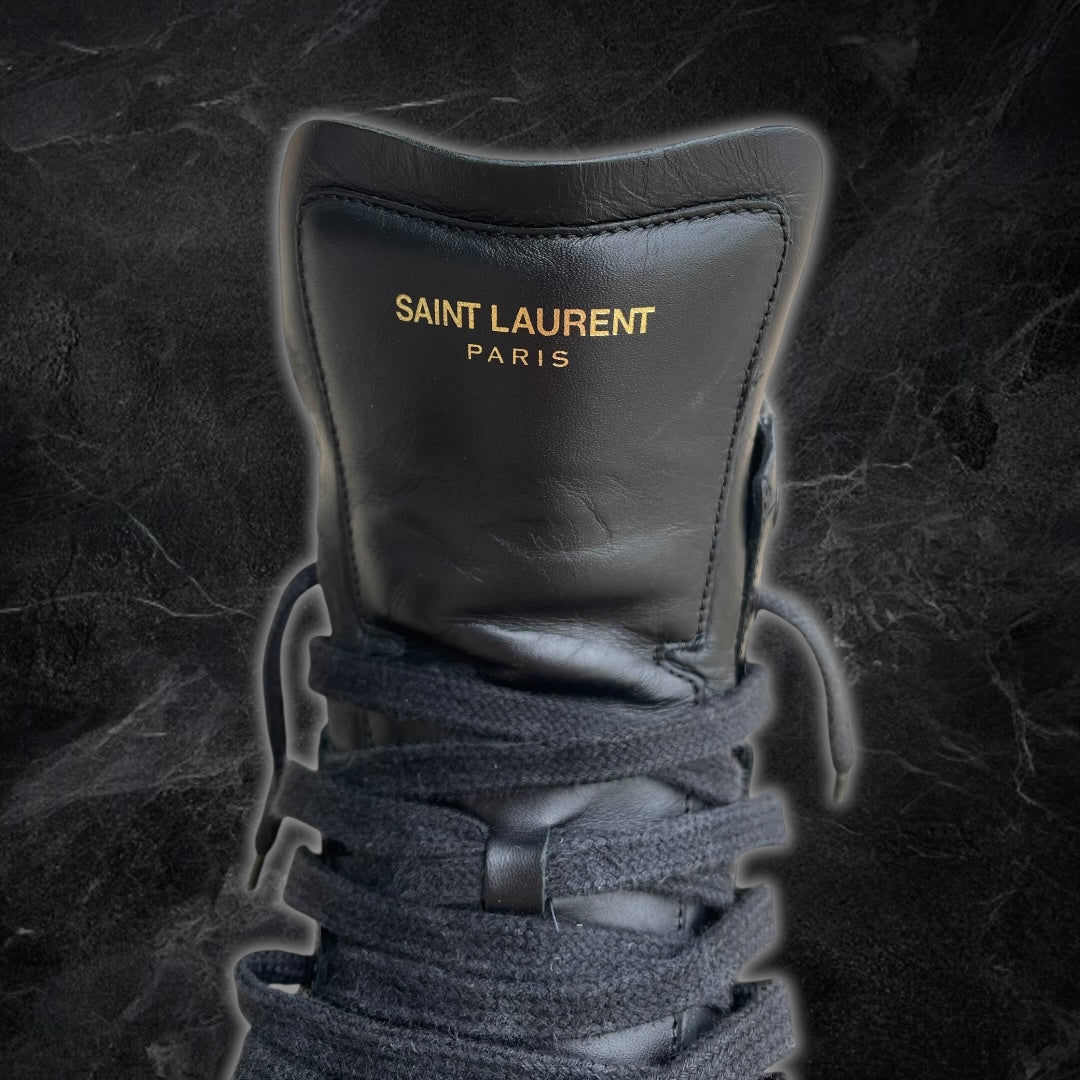 SL/10H Saint Laurent croc embossed High top-sneakers (Black)