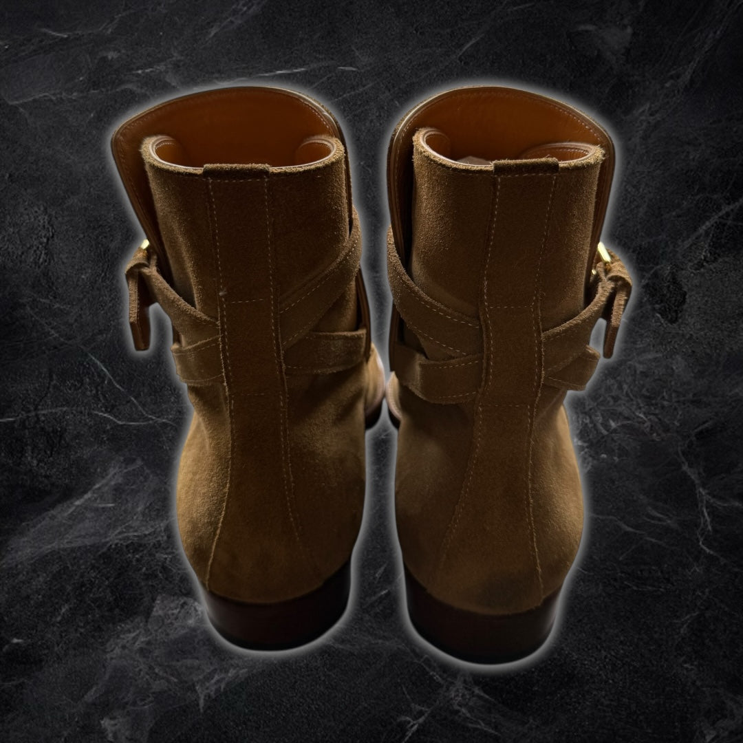 Yves Saint Laurent “Wyatt” boots (camel suede)