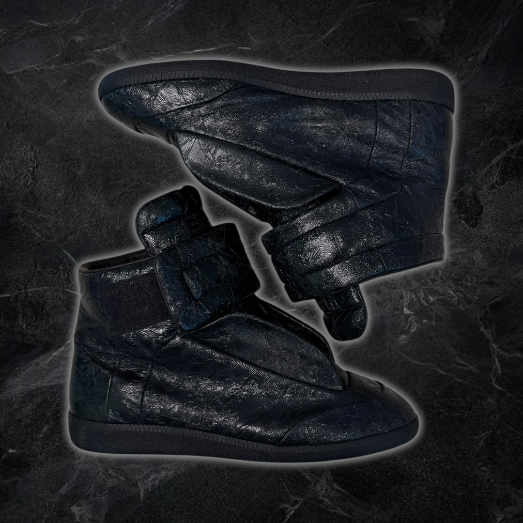 2016 Maison Margiela Future "blistered leather" high top sneakers (black)