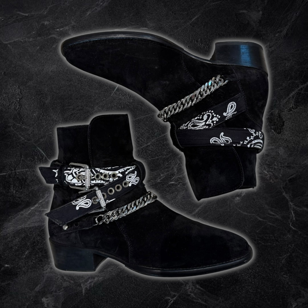 2017 Amiri bandana buckle boots (black)