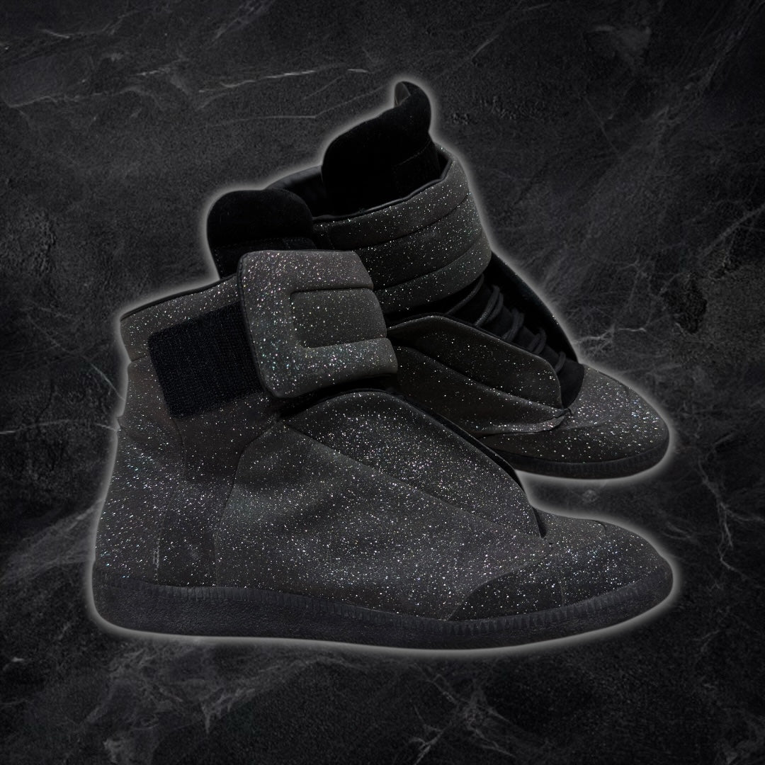 2016 Maison Margiela Future “glitter” high top sneakers (grey/black)