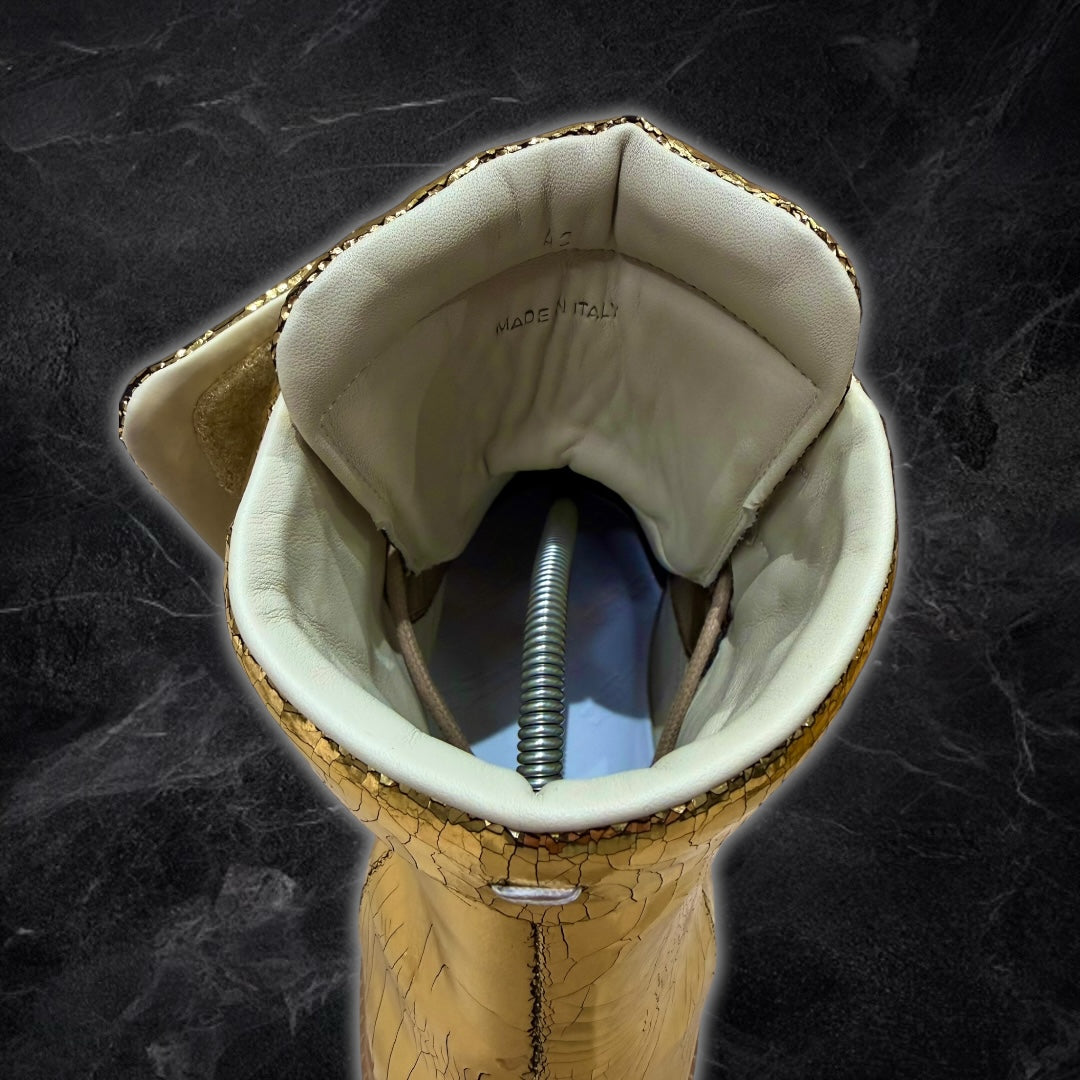 (INTEREST CHECK) 2016 Maison Margiela Future “cracked leather” high tops (Gold)